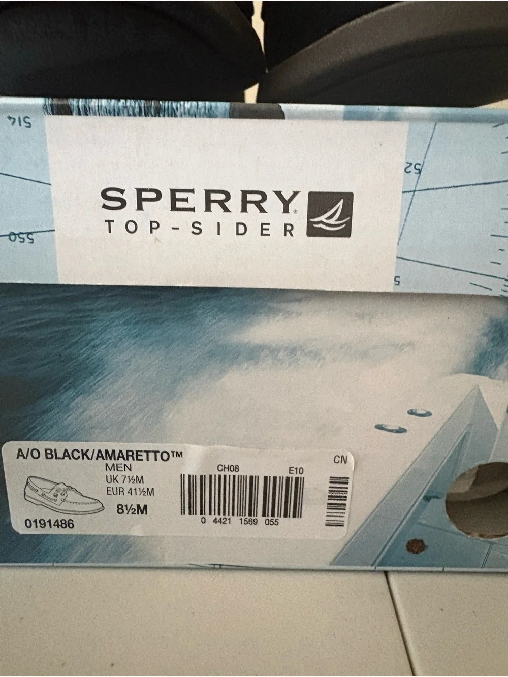 Sperry Men’s 2-Eye Black and Amaretto Boat Shoes Authentic Original NIB 8.5M